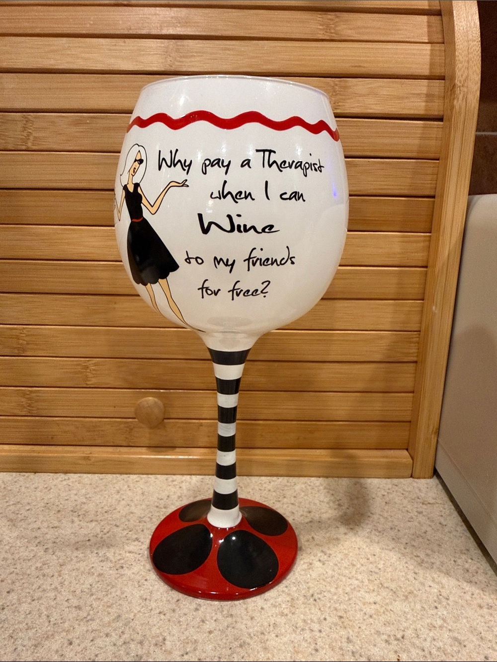 Mud Pie White Wine Glass Wall Art with Red and Black Accents